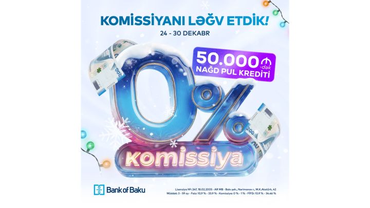 Bank of Baku komissiyanı ləğv etdi – Tələsin, 30 dekabradək!